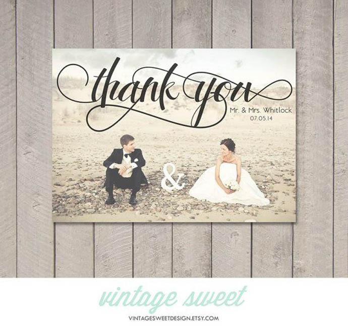 Kartka z podziękowaniem po ślubie dla gości