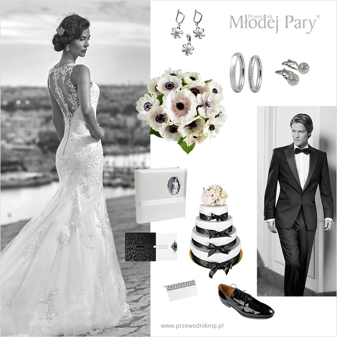 Czarno-biała stylizacja ślubna