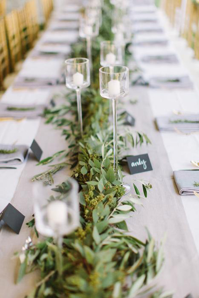 Greenary dekoracje ślubne stołu 2017