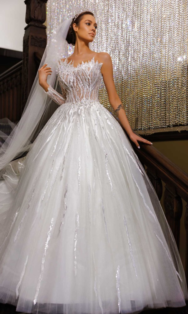Srebrzysta suknia ślubna princessa glamour 2023
