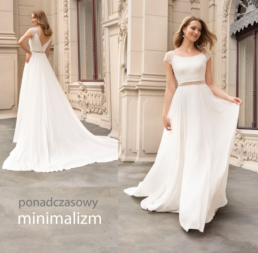 Ponadczasowa zwiewna minimalistyczna suknia ślubna